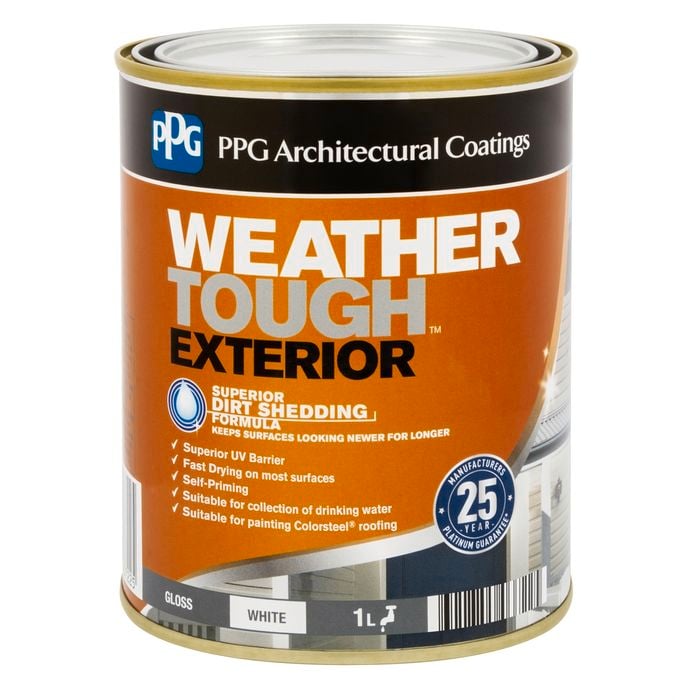 PPG Paints 1L White Gloss Weather Tough Exterior Paint
