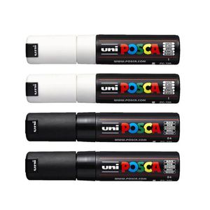 Uni Posca 4.5mm Tip Marker Assorted (4pk) (Black/White)
