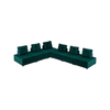 Foret 6pc Armless Seat Modular Extension Ottoman Couch Velvet Fabrics Sofa Green