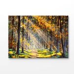 Forest In Autumn Oil Painting Print 100% Australian Made 150x100cm (Stretched Canvas)