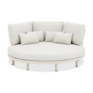 Aspen Outdoor Round Aluminium Daybed Sand & Ivory Cushions