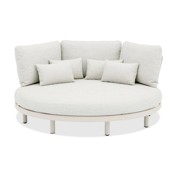 Aspen Outdoor Round Aluminium Daybed Sand & Ivory Cushions