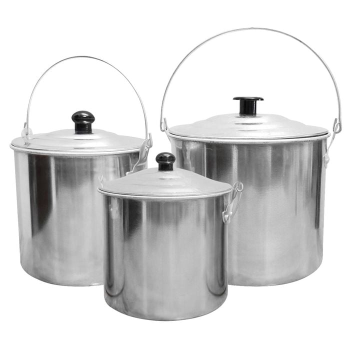 3pc Wildtrak Aluminium 1.45/1.65/2.65L Billy Can Set - Silver