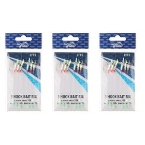 3x 2PK Jarvis Walker 3 Hook Bait Rigs 12lb Main Line & 9lb Branch Line- Size 8
