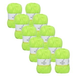 10x Malli Flouro Yellow Blend Basic 100g Knitting Craft Yarn Acrylic/poly