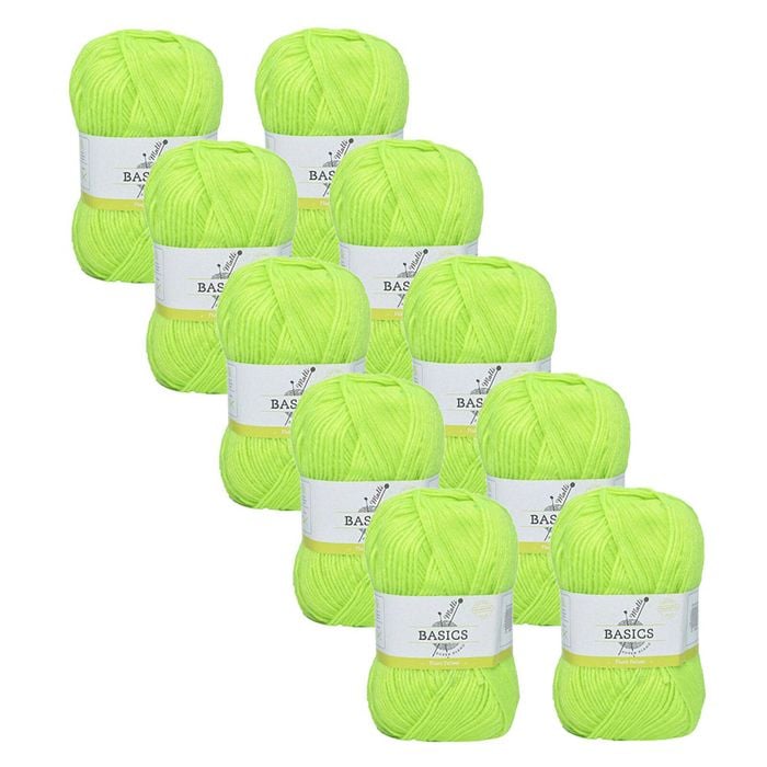 10x Malli Flouro Yellow Blend Basic 100g Knitting Craft Yarn Acrylic/poly