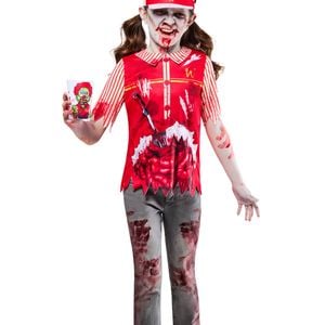 Burger Flipping Zombie Girls Halloween Costume - 7-8