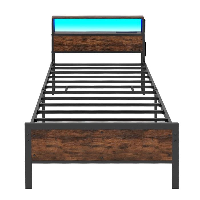 Costway Single Size Led Bed Frame Metal Bed Base Platform