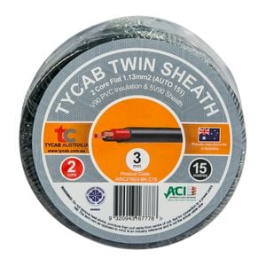 Tycab 1.13mm² x 15m Black 2 Core Sheath Auto 151 Cable