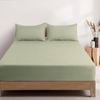 CleverPolly Vintage Washed Microfibre Fitted Sheet Set with Matching Pillowcases (Eucalypt, Double)