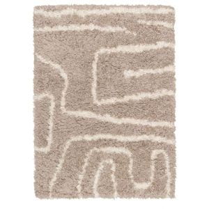 Loopsie-330cm X 240cm-tulba Beige And Cream Abstract Shag Rug