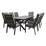 FurnitureOkay Mosman 9-Piece Ceramic Outdoor Extendable Dining Setting - Charcoal