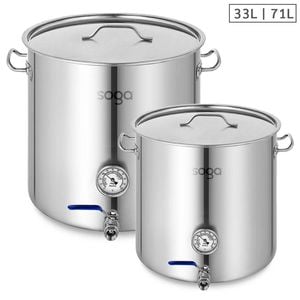 SOGA Stainless Steel Brewery Pot with Beer Valve 33L & 71L