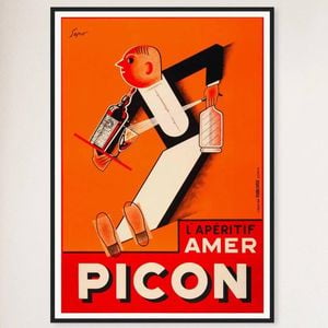 Galrie Amer Picon Vintage Waiter Advertising Poster-French Aperitif Art Print Home Decor, Black Frame, A2 42x 60cm (16 x 24inch)
