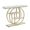 IHOMDEC 4-Tier MDF And Metal Entryway Console Table With Open Storage Shelf White