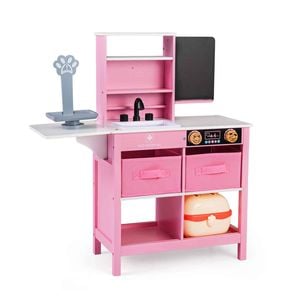 Costway Play Doctor's Office Wooden Medical Center Toy Pretend Hospital Pink