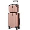 Advwin 20"+14" Hardshell Carry-On Luggage Set - Pink Suitcase with Power Bank Pocket, Cup Holder & Silent Wheels