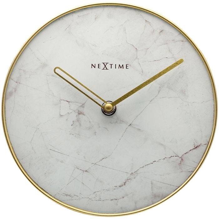 NeXtime 20cm White & Gold Marble Table Clock
