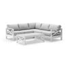 Kansas Corner Lounge Set Coffee Table White & Olefin Grey Cushions