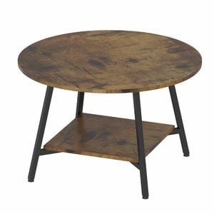 Ufurniture 73cm Round Coffee Table With 2-tier Storage Modern Sofa Tea Table Dining End Side Table Rustic Brown