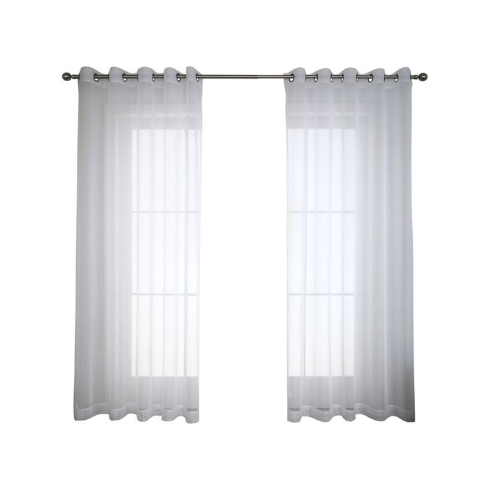 Windoware 120 x 223cm White Coco Eyelet Sheer Curtain - 1 Pack - White