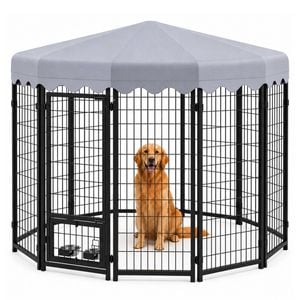 Advwin 12 Panels Pet Dog Kennel Heavy Duty Metal Dog Cage Outdoor Pet Cage Fence Pen House Enclosure