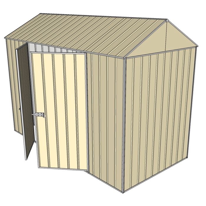 Build-a-Shed 1.5 x 3.0 x 2.3m Double Hinged Side Door Gable Shed - Cream