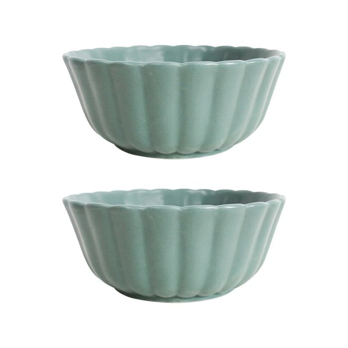 2PK Belle Bayleaf 15cm Ceramic Side Bowl Round - Green