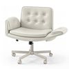 Advwin Office Armchair w/ tiltable Arm Ergonomic Cross Legged Desk Chair PU Leather Lounge Chair Swivel Vanity Chair Khaki