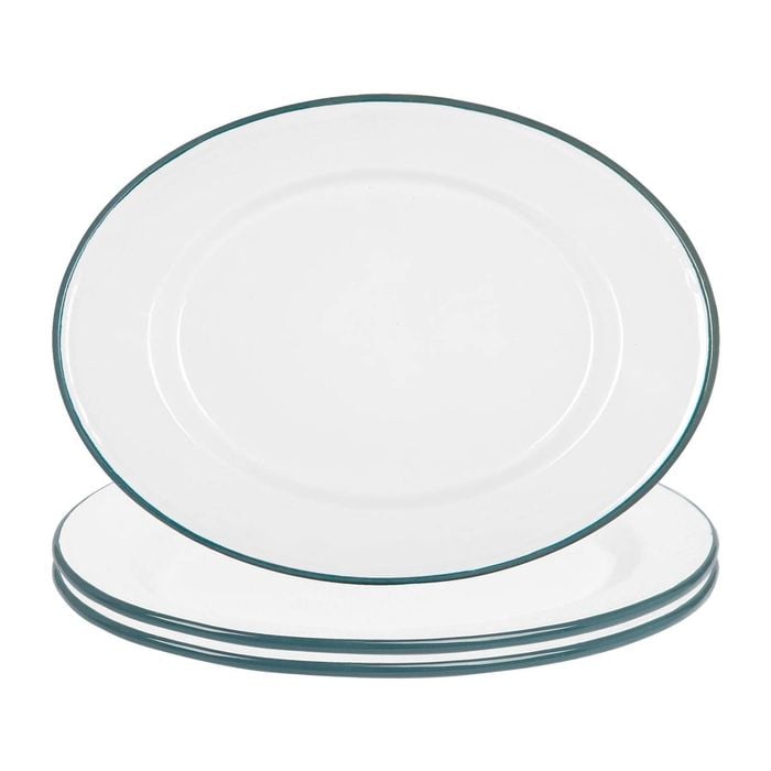 Argon Tableware White Enamel Serving Platters - 30.5cm x 22.5cm - Pack of 3