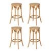 Artiss 4x Bar Stoosl Rattan Seat Wooden