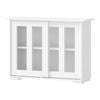 Oikiture Sideboard Buffet Cupboard Cabinet Glass Sliding Door Storage White