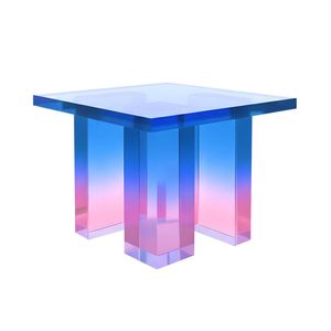 Nordhavn Blue Pink Square Acrylic Side Table,Nightstand End Table, Accent Table