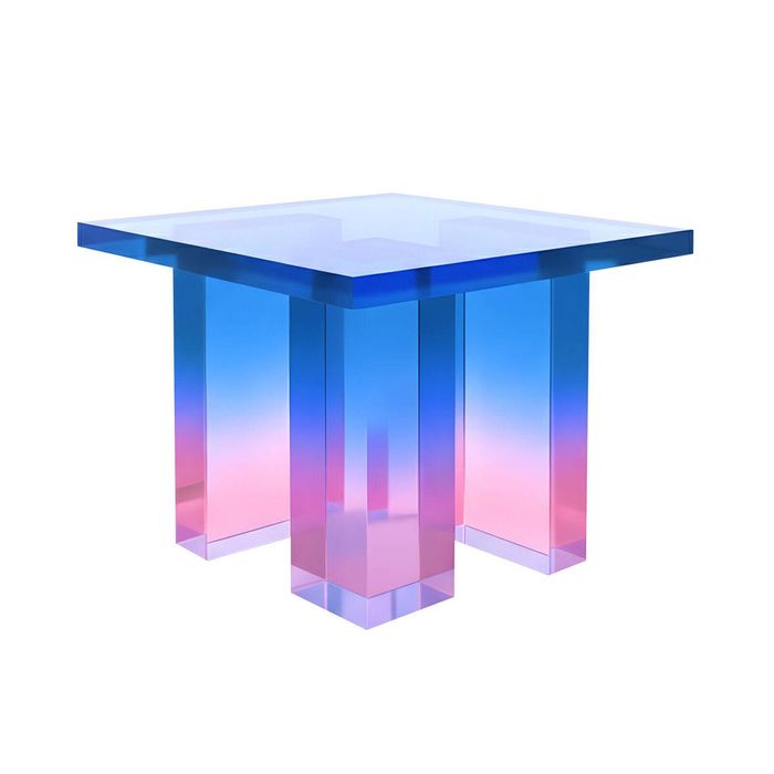 Nordhavn Blue Pink Square Acrylic Side Table,Nightstand End Table, Accent Table