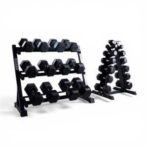 Brixx 2.5kg - 30kg Hex Dumbbell & 2 Rack Set | 12 Pairs - 390kg Package