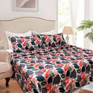 Hotel Living 3 Piece Light Weight Comforter Set Queen Corbett Tropical Leaves