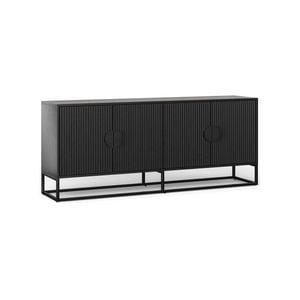 Braxton 180cm Black Oak Ripple Slatted Sideboard
