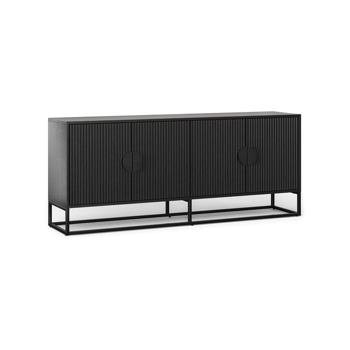 Braxton 180cm Black Oak Ripple Slatted Sideboard