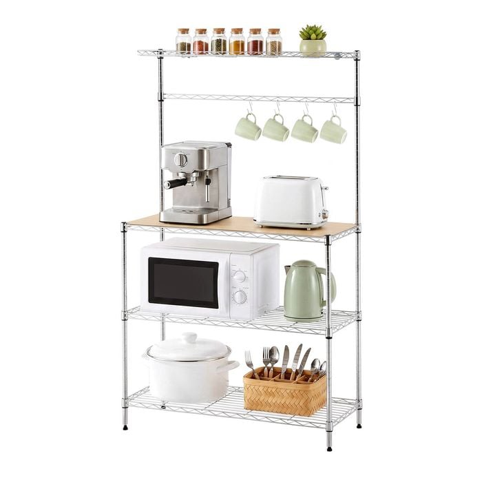 Artiss 4-tier Metal Kitchen Rack Shelf Silver Storage Shelves Organizer Microwave Stand 90cmx151cm