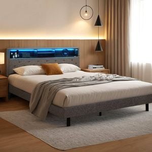 Artiss Bed Frame Queen Size LED Mattress Base Platform Storage Headboard