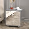 Ufurniture Mirrored Bedside Table 2 Drawers Nightstand Side Table Storage Cabinet for Bedroom