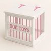 Paws and Willow Arctic White with Pink Hardware Wooden Dog Toy Storage Box