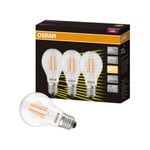 Osram A Shape Filament ES LED 470lm Warm White 4W Light Globe - 3 Pack