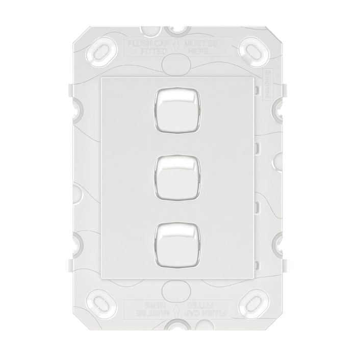 HPM ARTEOR 3 Gang Wall Switch - Grid Only - White