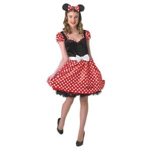 Minnie Mouse Sassy Halloween Costume for Adults, Disney Polka Dot Dress and Ears, Medium