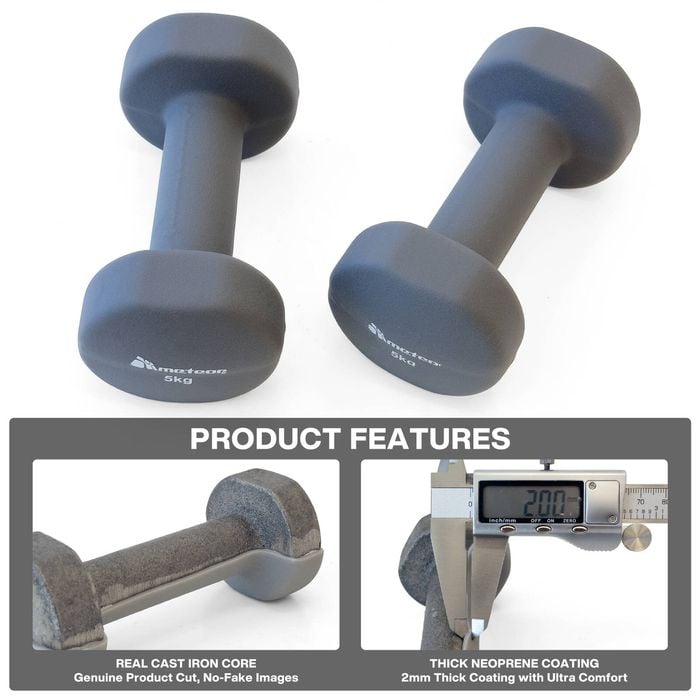 METEOR 5kgx2 Flat Bottom Neoprene Dumbbells Bunnings Australia
