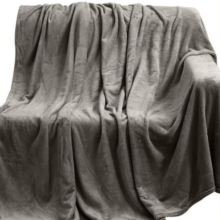CottonMore Large Super Soft Flannel Bed Blanket Throw Rug 200x230cm SpaceGrey