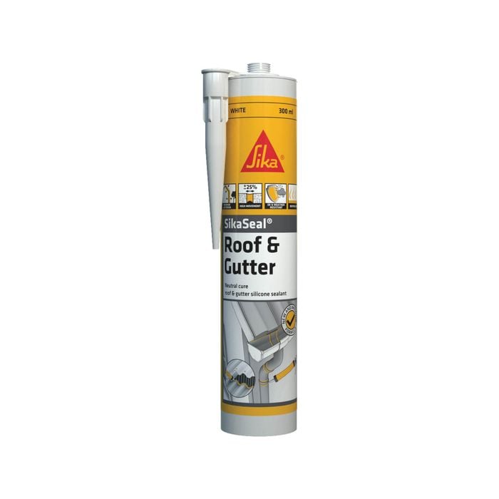 Sika 300ml White SikaSeal Roof And Gutter Silicone Sealant - White