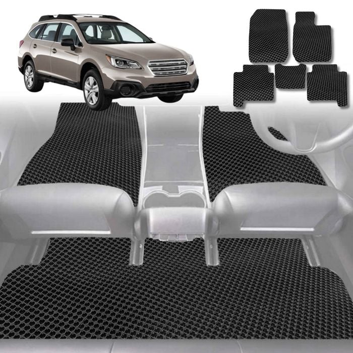 6D Diamond Car Floor Mats for Subaru Outback 2015-2021-Full Set-Black-Outback GT