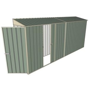 Build-a-Shed 0.8 x 4.5 x 2m Hinged Door Tunnel Shed With Single Sliding Side Door - Green